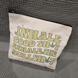 Funny Weed Canvas Pouch "Inhale Good Shit Exhale The Bullsh** Clutch Cosmetic